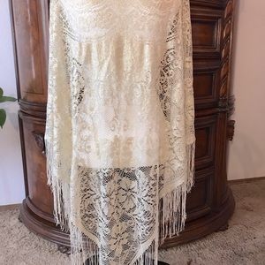 Light Weight Shawl / Scarf With Fringe.